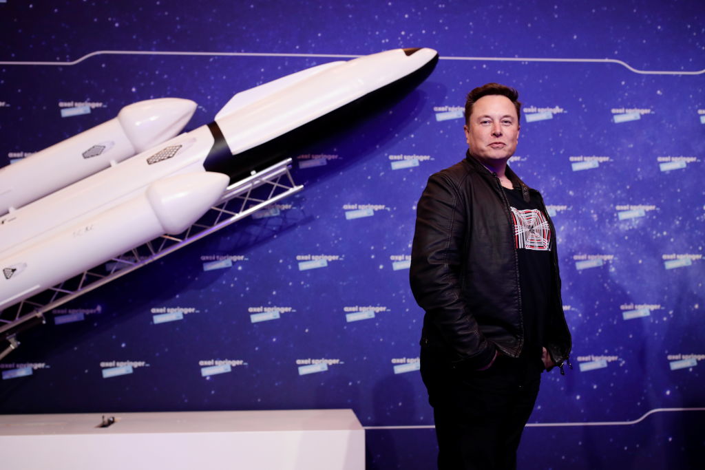 SpaceX owner Elon Musk poses in Berlin, Germany, 2020. (Hannibal Hanschke / Getty Images) Jacobin Magazine